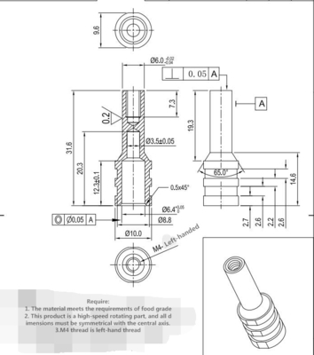 Elektroforez CNC Torna İşleme Parçaları, altıgen somun perçin 6x31.6mm